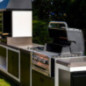 Barbecue encastrable Broilking 98 x 63 x 119 cm | Barbecue de jardin en béton et acier | 4 brûleurs