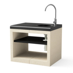 Modulo Bancada con Fregadero para Barbacoa de Obra Kitaway 84×63×71 cm | Base Blanca/Negra para Barbacoa de Jardin