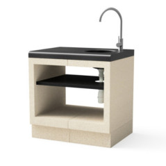 Kitaway Module de comptoir encastrable pour barbecue avec évier 84×63×85 cm | Base blanche/noire pour barbecue de jardin