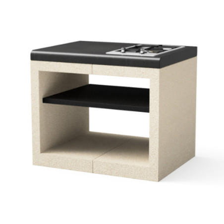 Kitaway 84×63×71 cm Einbau-Gaskochfeld-Basismodul für Grill | Weiß/Schwarze Basis für Gartengrill
