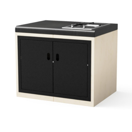 Kitaway 84×63×71 cm Einbau-Gaskochfeld-Basismodul für Grill | Weiß/Schwarze Basis für Gartengrill