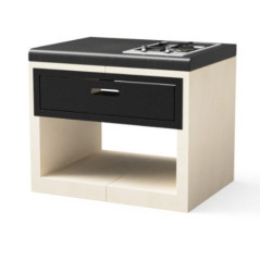 Modulo Bancada con Placa de Gas para Barbacoa de Obra Kitaway 84×63×71 cm | Base Blanca/Negra para Barbacoa de Jardin