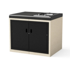 Modulo Bancada con Placa de Gas para Barbacoa de Obra Kitaway 84×63×71 cm | Base Blanca/Negra para Barbacoa de Jardin