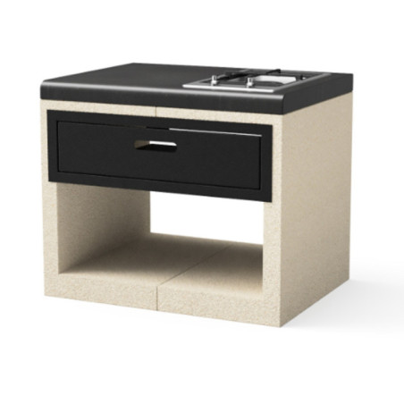 Kitaway 84×63×71 cm Einbau-Gaskochfeld-Basismodul für Grill | Weiß/Schwarze Basis für Gartengrill