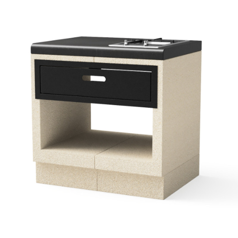 Kitaway 84×63×85 cm Module de base encastrable pour barbecue à gaz | Base blanche/noire pour barbecue de jardin