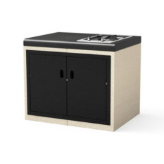 Kitaway 84×63×71 cm Einbau-Gaskochfeld-Basismodul für Grill | Weiß/Schwarze Basis für Gartengrill