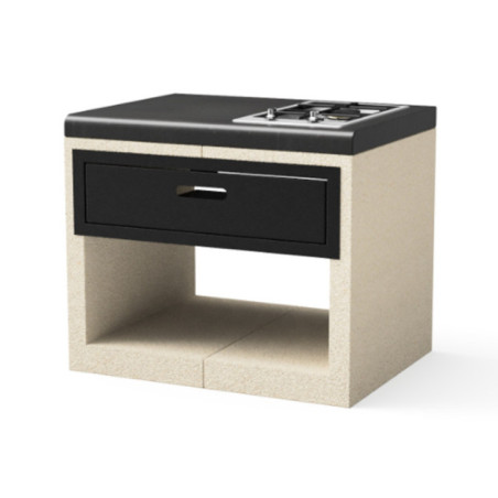 Kitaway 84×63×71 cm Module de base encastrable pour barbecue à gaz | Base blanche/noire pour barbecue de jardin