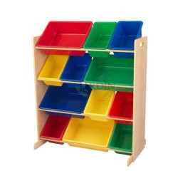 Étagère de rangement pour jouets avec 12 cubes