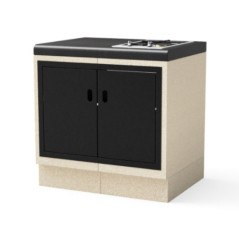 Kitaway Módulo de Base para Fogão a Gás Embutido para Churrasqueira 84×63×85 cm | Base Branca/Preta para Churrasqueira de Jardim