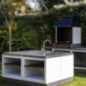 Kitaway 84×63×85 cm Module de base encastrable pour barbecue à gaz | Base blanche/noire pour barbecue de jardin