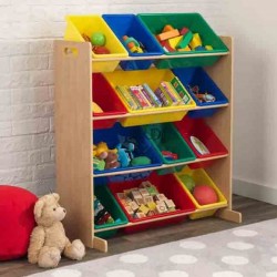 Étagère de rangement pour jouets avec 12 cubes