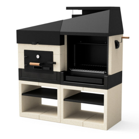 Kit barbecue et four encastrables Otte 168 x 63 x 192 cm | Barbecue avec grille de style argentin, noir et blanc