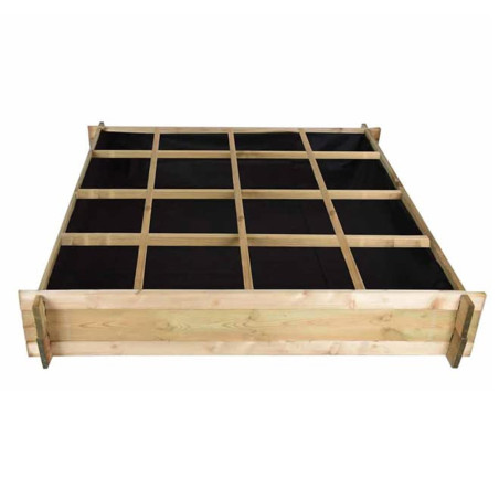 Huerto Urbano de Madera 134 x 134 x 24 cm | Mesa de Cultivo de 16 Departamentos para Verduras, Hortalizas