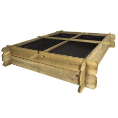 Fioriera in Legno Impregnato. Orto Urbano in Legno 100 x 100 x 24 cm, 4 Scomparti