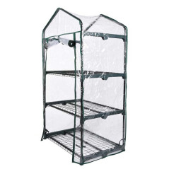 Terrassengewächshaus 128 x 69 x 49 cm | Mini-Gewächshaus mit Abdeckung und Reißverschluss | 3 Pflanzenablagen