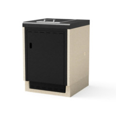 Kitaway Módulo de bancada para churrasqueira embutida 61×63×85 cm com placa vitrocerâmica | Base branca/cinza para churrasqueira