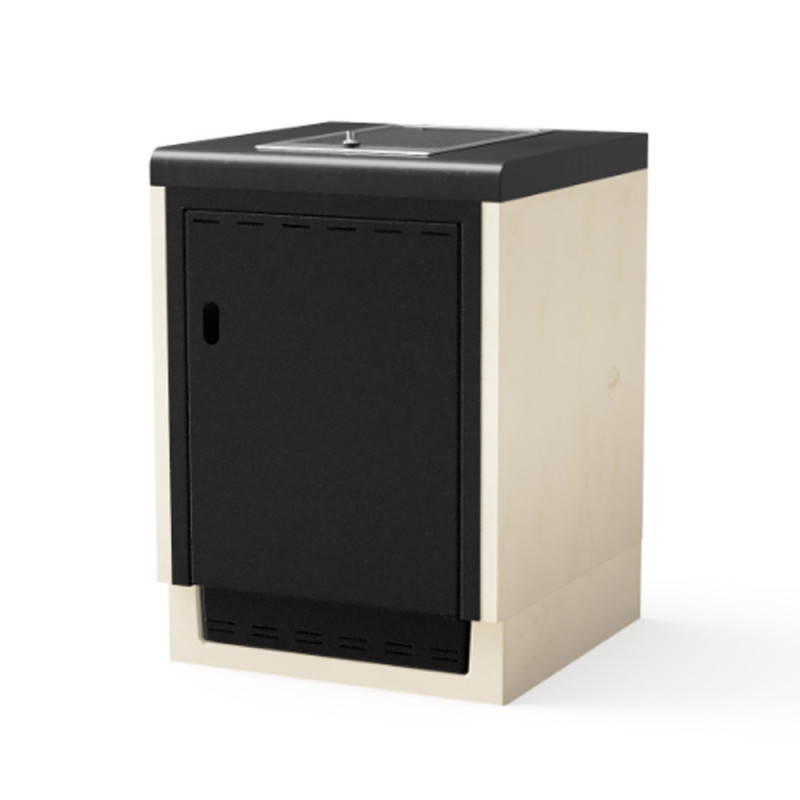 Kitaway 61×63×85 cm Einbau-Grillmodul mit Cerankochfeld | Weiß/Grauer Sockel für Grill