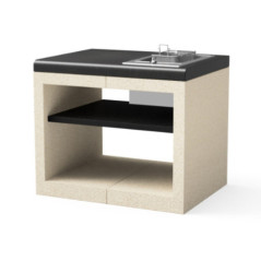 Modulo Bancada con Freidora para Barbacoa de Obra Kitaway 84×63×71 cm | Base Blanca/Negra para Barbacoa de Jardin