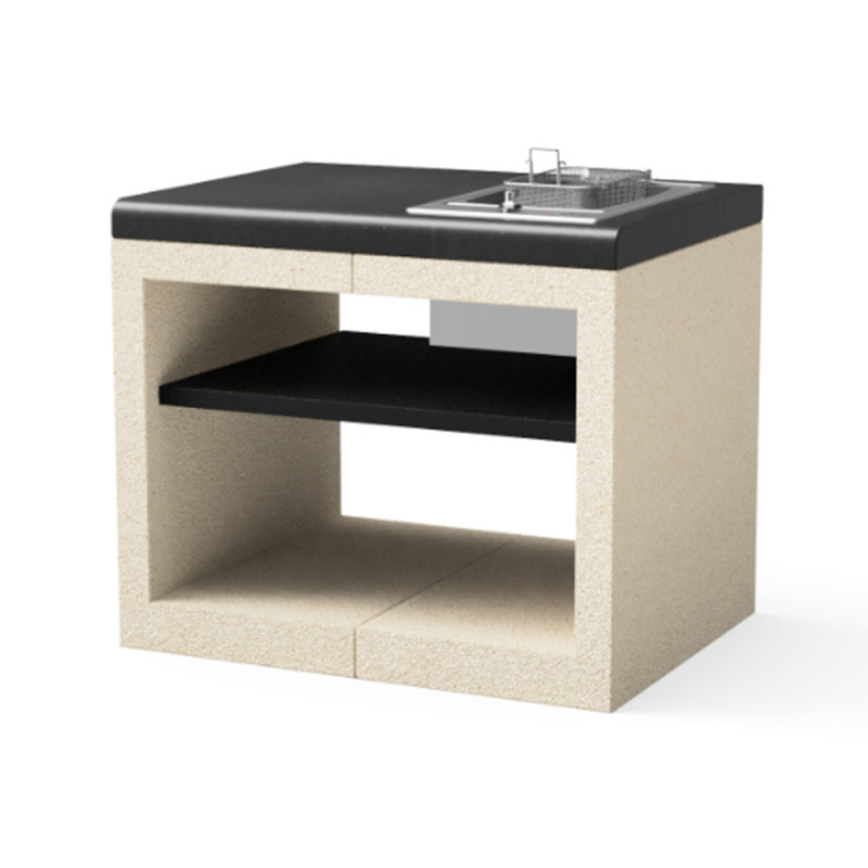 Kitaway Modulo barbecue da incasso con friggitrice, 84×63×71 cm | Base bianca/nera per barbecue da giardino Kitaway Modulo barbecue da incasso con friggitrice, 84×63×71 cm | Base bianca/nera per barbecue da giardino