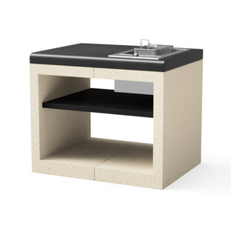 Kitaway Modulo barbecue da incasso con friggitrice, 84×63×71 cm | Base bianca/nera per barbecue da giardino