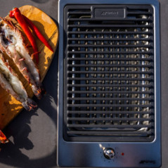 Kitaway 84×63×85 cm Elektrogrillplatte, Tischmodul für Einbaugrills | Weiß/Grauer Sockel für Grill