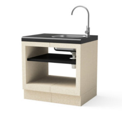 Kitaway Modulo da incasso per barbecue con lavello, 84×63×85 cm | Base bianca/nera per barbecue da giardino