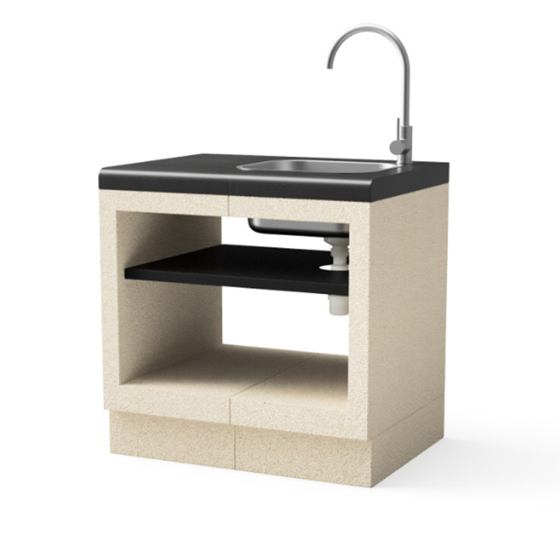 Kitaway 84×63×85 cm Einbau-Grillmodul mit Spüle | Weiß/Schwarzer Sockel für den Gartengrill Kitaway 84×63×85 cm Einbau-Grillmodul mit Spüle | Weiß/Schwarzer Sockel für den Gartengrill
