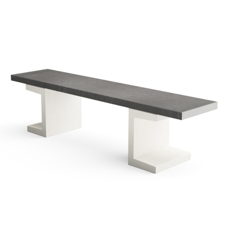 Banco de Jardín de Hormigón y Acero 180 x 40 x 46 cm | Banco Exterior de Diseño Moderno | Ideal para Jardines, Terrazas, Patios