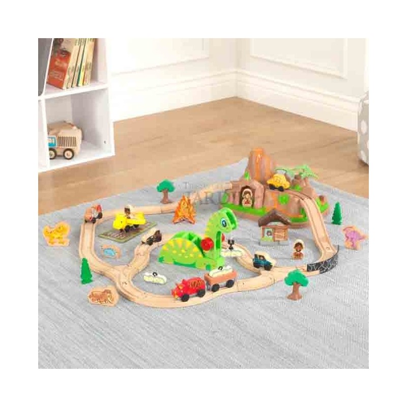 Set de trenes de madera con diseño de dinosaurio