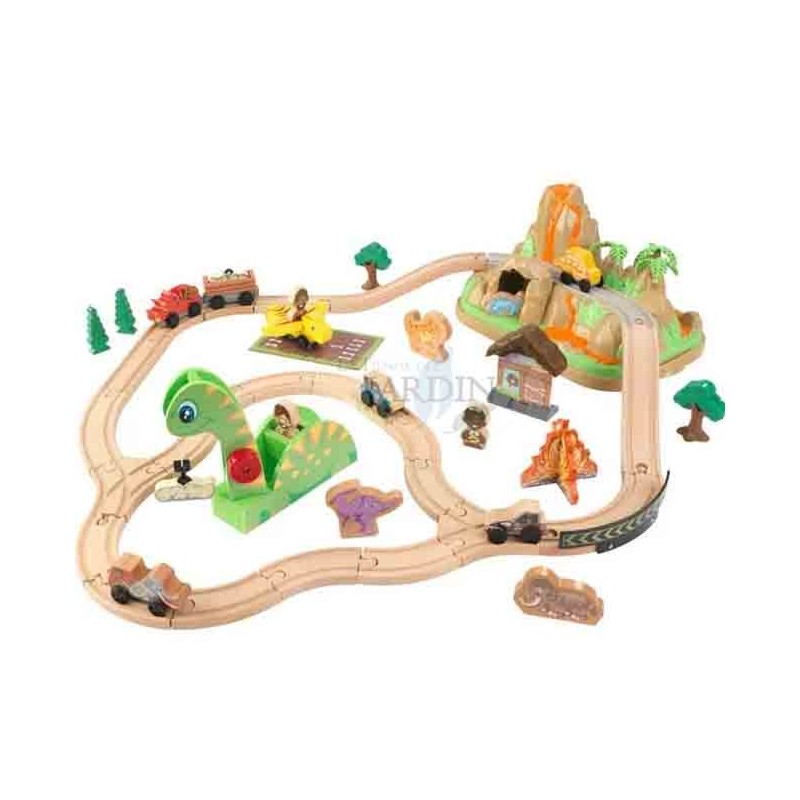 Set de trenes de madera con diseño de dinosaurio