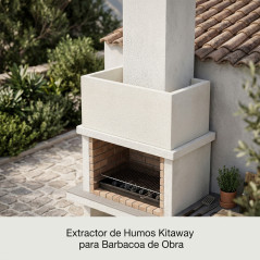 Extractor de Humos Kitaway para Barbacoa de Obra 84x49x40 cm | Compatible con Barbacoas | Acabado en Hormigón Blanco
