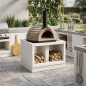 Kitaway Ofenunterbau 100x100x80 cm | Strukturierter weißer Betonständer für Außenöfen Kitaway Ofenunterbau 100x100x80 cm | Strukturierter weißer Betonständer für Außenöfen