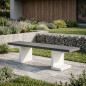 Panchina da giardino in cemento e acciaio 180 x 40 x 46 cm | Panchina da esterno dal design moderno | Ideale per giardini, terra