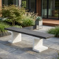 Banco de Jardín de Hormigón y Acero 180 x 40 x 46 cm | Banco Exterior de Diseño Moderno | Ideal para Jardines, Terrazas, Patios