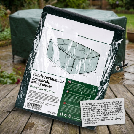 Capa retangular para cadeira e mesa, 325 x 205 x 90 cm, capa para móveis de jardim, capa de proteção contra chuva e sol