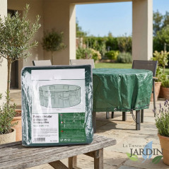 Funda protección sillas y mesas, diámetro 205 x alto 90 cm, funda de protección para muebles de jardín contra lluvia y sol