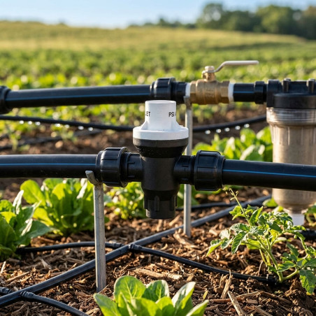 Regulador de pressão de água para irrigação por gotejamento, rosca de 1 1/4'', saída de pressão de água de 2,05 bar