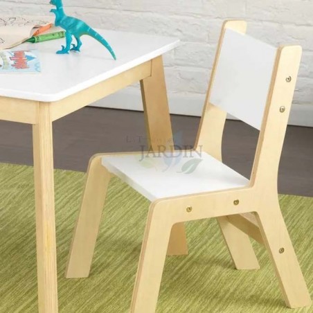 Juego moderno de mesa y 2 sillas de madera. Color Blanco