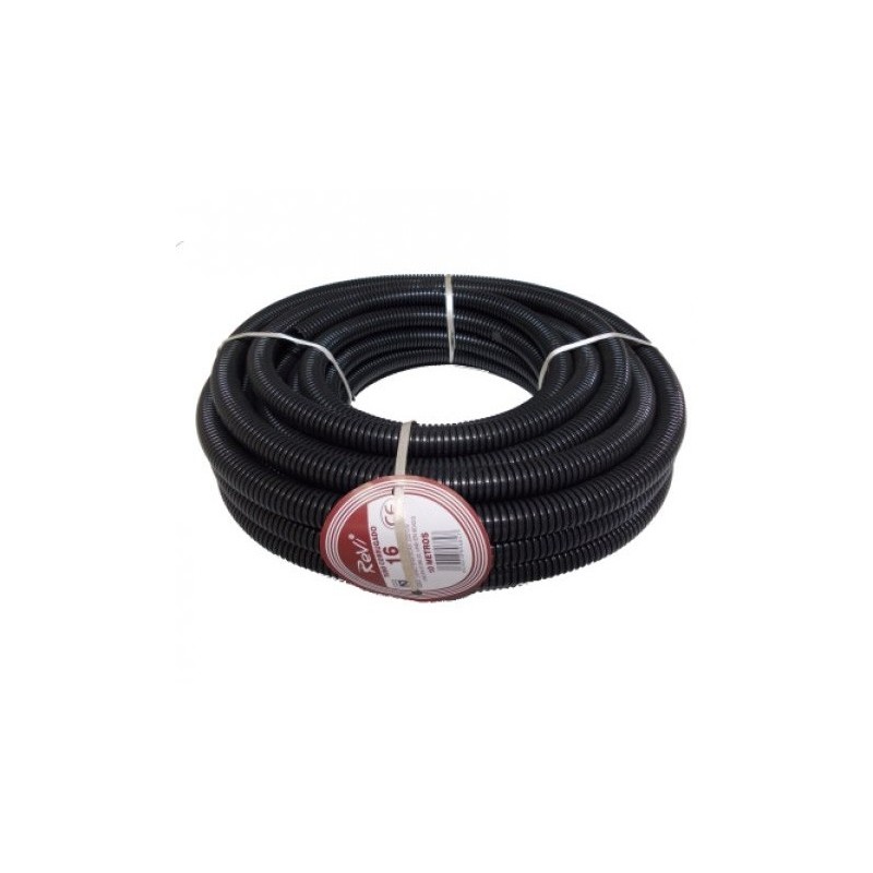 Tuyau de refoulement PVC 10 m Flexible Spiralé 16 mm avec Spirale de renforcement, noir