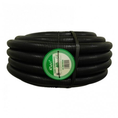 Tube annelé 40mm 25 mètres | Tuyau annelé avec certificat AENOR utilisé pour la conduite de câbles électriques
