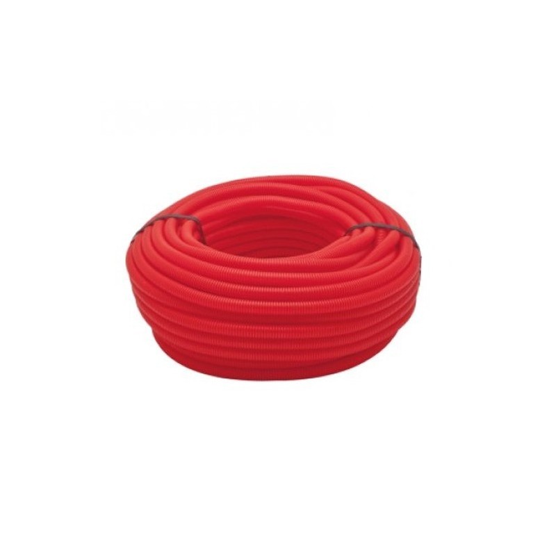 Tubo corrugado vermelho 16mm, bobina de 50 metros