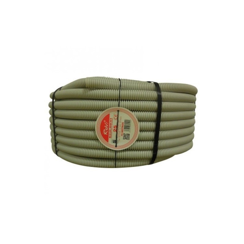 Tube ondulé sans halogène 25 mm, bobine de 75 mètres