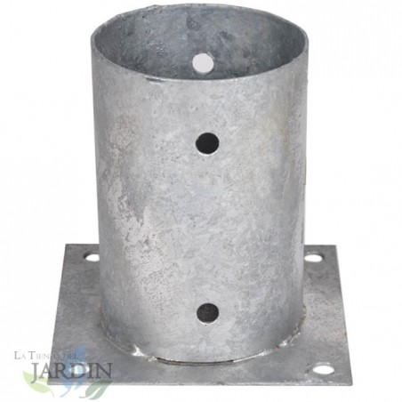 Base para Poste de madera redondo 10 cm | Anclaje Galvanizado Suelo para Postes | Soporte para Poste de Madera redondo