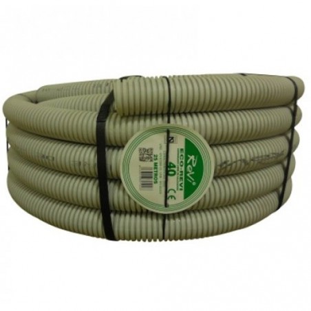 Tuyau ondulé sans halogène 40mm | Tuyau spiralé renforcé 25 mètres | Isolation PVC pour câbles électriques