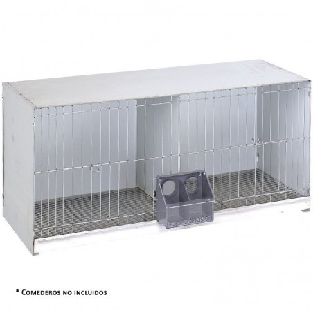 Galvanized sheet metal pigeon cage with 2 compartments