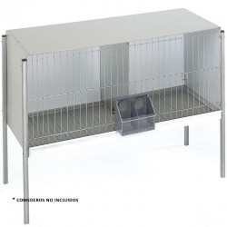 Galvanized sheet metal pigeon cage with 2 compartments and legs