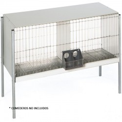 Cage à pigeons en tôle galvanisée 2 départements avec pieds, 100x45x75 cm