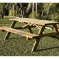Mesa de piquenique de madeira para exterior 177x152x71 cm, com dois bancos dobráveis, capacidade para 6 a 8 adultos Mesa de piquenique de madeira para exterior 177x152x71 cm, com dois bancos dobráveis, capacidade para 6 a 8 adultos
