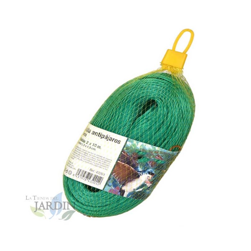 Rete anti-uccelli verde per proteggere i frutti e i semi, 2 x 10 m, quadrati 18 cm