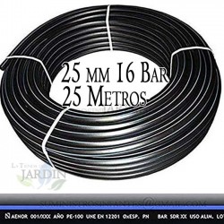 Tubo in Polietilene Alimentare 25 mm 16 bar 25 m PE100 HD, fascia blu, tubo per acqua potabile/tubo per irrigazione